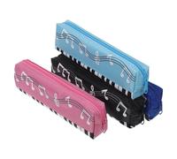EXAOMBLE 4Pcs Music Note Pencil Case for Students Pen Pouch with Smooth Zipper Closure Versatile Storage for School Supplies and Piano Accessories Black Blue Pink Colors