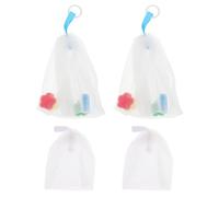 EXAOMBLE 4pcs Pe Facial Foaming Net Pouch for Skin Care with Quick Bubble Creation and Skin Cleaning Function, Portable Soap Bag Suitable for Household Face Cleansing