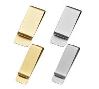 EXAOMBLE 4pcs Pen Holder File Clamp Stainless Steel Brass Smooth Surface Portable Sleek Minimalist Office File Clips for Business and Daily Life Notebook Enthusiasts Travelers