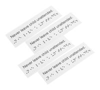 EXAOMBLE 4pcs Plastic Braille Label Signs for Visually Impaired, White PVC Tactile Warning Labels Ensuring Safety and Precise Reading, Suitable for Public Areas and Home Use