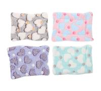 EXAOMBLE 4pcs Small Animal Warm Mattress Set for Hamster Rabbit, Thickened Pet Sleep Pads 15x20cm, Green Purple Pink Coffee, Winter Cushion Bedding for Indoor Cage