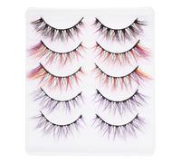 EXAOMBLE 5 Pairs Colored Fake Lashes for Women and Beginners, Easy to Apply Multi-layer Crossed Cosplay Eyelashes, Imitation Material for Stage Performance and Professional Use