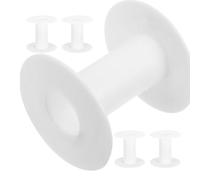 EXAOMBLE 5 Pcs Empty Plastic Thread Spools Bobbins for Sewing Machine and Embroidery with Adjustable Tension, I-Shaped Wire Weaving Bobbin, Versatile Use for Earphone Cords and Data Cables