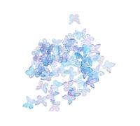 EXAOMBLE 50 Pcs Butterfly Charms for DIY Hair Accessories Unique Glass Butterfly Beads for Crafting for Party Hair Clips and Creative Embellishments