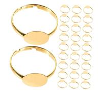 EXAOMBLE 50pcs Adjustable Flat Base Ring Blanks for Jewelry Making Stable Gem Holder DIY Band Findings Unique Fit for Various Finger for Wedding Bands and Promise Rings Accessories