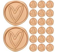 EXAOMBLE 50pcs Heart Pattern Sealing Wax Stickers Envelope Stickers Coffee Color Simple Classic Style Not Easy to Fade Easy to Peel and Stick for Decorating Crafts