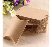 EXAOMBLE 50pcs Kraft Paper Pillow Gift Boxes with Rope, Lightweight Portable Paper Containers for Birthday Parties and Wrapping Earrings or Bracelets