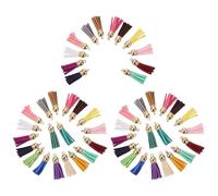 EXAOMBLE 50pcs Leather Tassel Key Chain Decorations, DIY Bag Decor Pendant for Handmade Jewelry and Sweater Chains, Leather and Alloy Material Tassels for Crafting Random Color