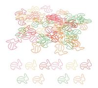 EXAOMBLE 50pcs Rabbit Shaped Clips Paper Pin Clip Creative Metal Construction Not Easy to Deform Teaching Rewards for Students and Random Color