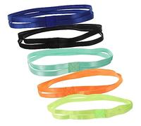 EXAOMBLE 5Pcs Elastic Sports Headbands for Unisex Non Skid Yoga Hair Bands Lightweight Workout Sweatbands Green Black Orange Fluorescent Yellow and Royal Blue