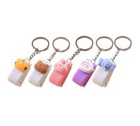 EXAOMBLE 5Pcs Mini Animal Stapler Keychain Set - Portable Small Handheld Staplers with Key Ring for Students and Office Use - Cute Rabbit, Sheep, Bear, Tiger, Elephant Stationery