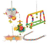 EXAOMBLE 5Pcs Parrot Chewing Vibrant Beak Grinding Playthings for Birds Safe and Durable Bird Cage Accessories for Parakeets and Caged Birds