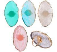 EXAOMBLE 5pcs Resin Manicure Nail Palette Ring in Green for Holding Pigments and Displaying Finished Nail Art Works, Unique Design Suitable for Home and Professional Use