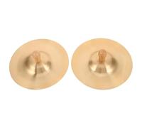 EXAOMBLE 6-Inch Brass Finger Cymbals with Wooden Handle, Mini Percussion Instruments for Music Practice, Party and Dance, Lightweight Brass Musical Cymbals for ’ Training
