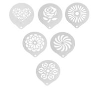 EXAOMBLE 6 Pcs Coffee Art Stencils Coffee Arts Templates Stainless Steel Patterns Wear Resistance Easy to Use for Baking Cakes and Desserts
