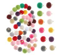 EXAOMBLE 60Pcs Mixed Color Pom Pom Charms DIY Fluffy Ball Pendants for Earrings Keychains Bracelets Jewelry Making Alloy Polyester Accessories