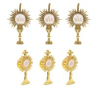 EXAOMBLE 6pcs Catholic Cross Brooch Pins for Women and Men, Lightweight Zinc Alloy Coat Pins with Elegant Golden Cross Design, for Special Christian Celebrations and Religious Events