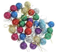 EXAOMBLE 80pcs Mini Glitter Xmas Tree Balls Ornaments, Plastic Christmas Ball Decorations with Bright Colours, Reusable and Not Easy to Break, for Wreaths and Offices Random Color