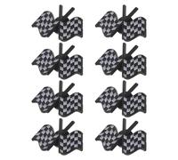EXAOMBLE 8pcs Classic Racing Flag Brooch Set Lightweight Alloy Pins with Precision Embossed Contours, Black and White Checkered Design for Everyday Look and Special Occasions