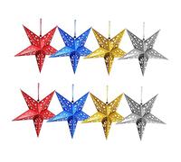 EXAOMBLE 8pcs Colorful Paper Pentagram Lampshade for Garden Decor DIY Star Ornament for Parties Weddings and Christmas Celebrations Easy to Assemble