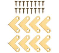 EXAOMBLE 8pcs L Shaped Copper Corner Brackets with Screws, Right Angle Flat Metal Braces for Picture Frame and Wood Frame, Firmly Anchored Corner Reinforcement for Home or Workshop