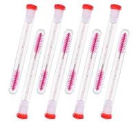 EXAOMBLE 8pcs Red Acrylic Eyelash Brushes with Rhinestones, Travel-friendly Mascara Brushes for Even Gliding through Lashes, Portable Eyelash Comb Set for Precise Makeup Application