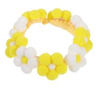 EXAOMBLE Adjustable Flower-designed Dog Collar for Puppy and Small Dogs, Comfortable Woolen Yarn Material with Stylish Pom Pom Decoration, for Daily Life and Street Use, 20-25cm Size