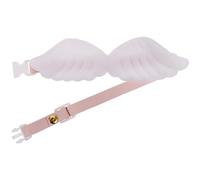 EXAOMBLE Adjustable Puppy Collar and Dog Collar Featuring White Angel Wings and Decorative Bow Tie, Lightweight Suitable for Outdoor Use Long-Haired Cats and Small Pets