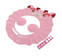 EXAOMBLE Adjustable Shampoo Cap with Ear Cover Lightweight EVA Shower Shield for Bath Hat to Protect Eyes During Hair Washing Cute Pink Deer Design for Boys