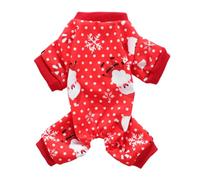 EXAOMBLE Adorable Christmas Dog Outfit for Little Dogs, Red Acrylon Material with Santa and Snowflake Pattern, Comfortable Wearing and Provides Extra Layer of Warmth for Autumn and Winter