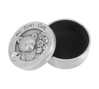 EXAOMBLE Antique Finish Keepsake Box for First Hair and Teeth Storage Compact Metal Fetal Hair Container for Boys and Smooth Surface Memory Keeper for Childhood Souvenirs