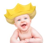 EXAOMBLE Bath Hat with Adjustable Headband and Eye-Ear Shield in Crystal Crown Design for Safe Hair Washing and Shower Use