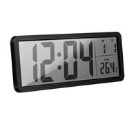 EXAOMBLE Battery Operated Digital Wall Clock with LED Display Automatic Date Temperature Updates Modern Wall Mounted Timepiece for Home Office Bedroom Living Decor