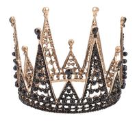 EXAOMBLE Black Rhinestone Crown Handmade Alloy Tiara Hair Accessory Comfortable to Wear Gothic Elegant Style for Formal Dress and Halloween Costume Party