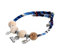 EXAOMBLE Breakaway Cat Collar for Kittens and Pets with Bell, Adjustable Cotton Strap and Stylish Wooden Bead Tassel, Safe and Sturdy Kitten Accessory for Daily Use