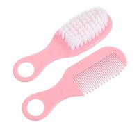 EXAOMBLE Brush and Comb for Newborns Soft Bristles Massage Hair Brush with Circular Tooth Comb Design Static Pink Grooming Kit Scalp Circulation and Brain Development