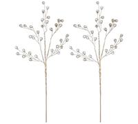 EXAOMBLE Christmas Acrylic Beads Picks 2Pcs Artificial Berry Stems for Window Displays Table Decorations and Xmas Wreath Filler