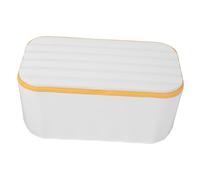 EXAOMBLE Compact Yellow Tissue Box Holder with Lid Multipurpose Napkin Dispenser for Office and Living Lightweight Refillable Wipes Storage Container Practical and Stylish Desktop Organizer
