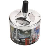 EXAOMBLE Decorative Metal round Ashtray with Stable Construction Automatic Extinguishing Design Creative Style for Home Use