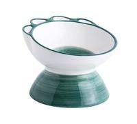 EXAOMBLE Dinosaur Paw High Foot Ceramic Cat Bowl Small Green Pet Feeding Bowl for Cats and Dogs Dishwasher Safe for Home Use
