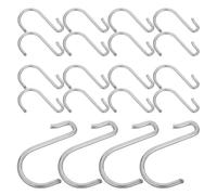EXAOMBLE Display Hooks for Pegboard 20Pcs J Hooks Metal Stainless Steel for Office and Workshop Wall Organisation with Instant Installation