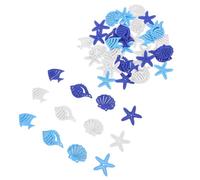 EXAOMBLE DIY Craft Pieces Mediterranean Style Making Compact and Portable for for Making Bracelets 50pcs Ocean Theme Blue Wooden with Shells Fish and Snails Shapes Bracelets and Sea
