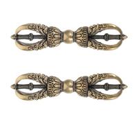 EXAOMBLE Dorje Vajra and Vintage Tibetan Ritual Style 2pcs with Ergonomic Grip Antique Brass Miniature Buddhist Dharma Ornament and Feng Shui Enhancement, Spiritual for Temple Decoration