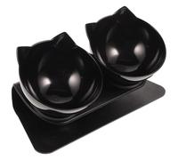 EXAOMBLE Double Dog Food Bowls Raised Pet Feeder with Detachable Plastic Feeder Bowl for Cats and Dogs Easy Cleaning Featuring Animal Shape Design for School Season Decor and Packaging Gift