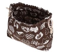 EXAOMBLE Double Layer Coffee Cotton Linen Lunch Bag Women Large Capacity