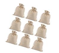 EXAOMBLE Drawstring Bags Not Easy be Ripped 12pcs Breathable Beige Linen Eco-friendly Jewelry Storage Pouches Candy Cookies Bags for Christmas Decoration