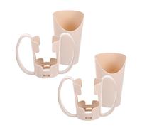 EXAOMBLE Dysphagia Training Cup 2Pcs with Cut Out Spout and Double Handles Beige Plastic Stable Mug for Elderly Bedridden Patients in Hospital Care
