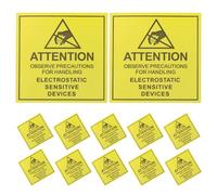 EXAOMBLE Electrostatic Warning Stickers for 200pcs Yellow in Self Adhesive Paper Labels Electronic and Sensitive Equipment Laboratories and Static Sensitive Environments