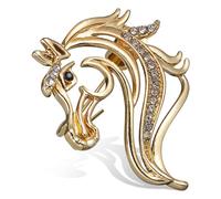 EXAOMBLE Elegant Rhinestone Horse Brooch with Hollowout Design, Lightweight Alloy Chinese Zodiac Jewelry Pin for Women and Men, for Evening Dresses and Formal Settings