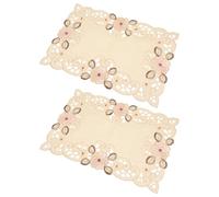EXAOMBLE Embroidered Table Mats 2pcs Set Polyester Fiber Classical Embroidery Design for Home Birthday Decorative Place Mat